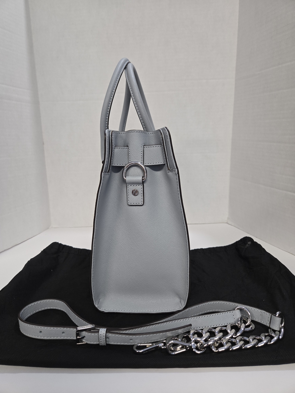Michael Kors Hamilton Dusty Blue Lg EW Satchel Leather NWT 14.25"x12"x6.75" - Picture 3 of 14